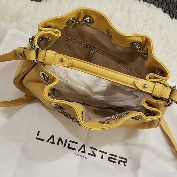 💕LANCASTER PARIS💕 Yellow Leather Shoulder Bag - Picture 8 of 11